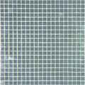 Glossy silver glass mosaic tile sheet with uniform square pattern and reflective finish