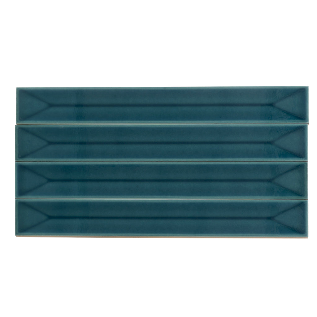 Horizonte 1.97 in. x 15.75 in. Glossy Emerald Petrol Blue Ceramic Deco Subway Wall Tile (10.76 sq ft/case) - 50 Pack