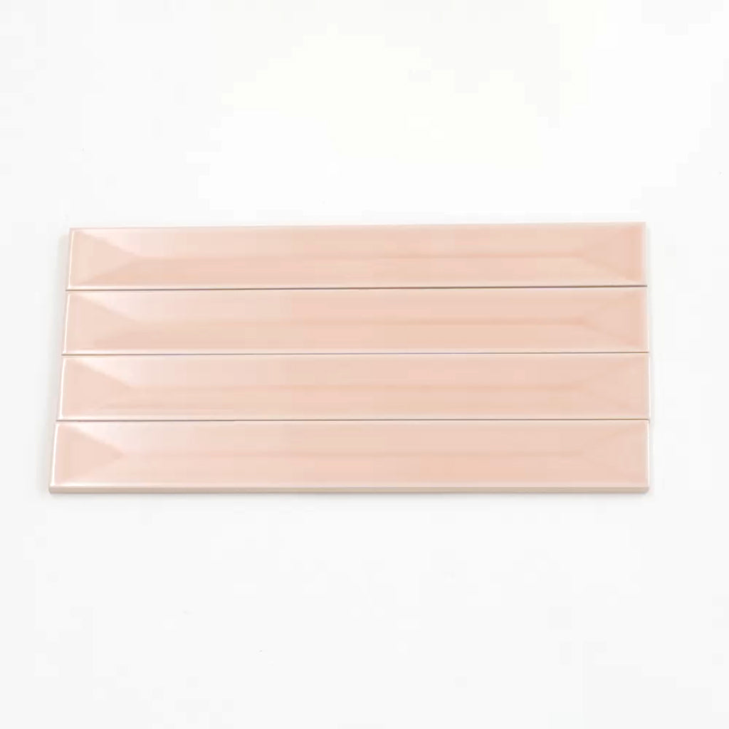 Horizonte 1.97 in. x 15.75 in. Glossy Powder Pink Ceramic Deco Subway Wall Tile (10.76 sq ft/case) - 50 Pack