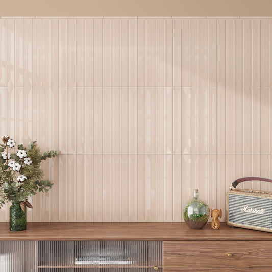 Powder Pink 2x16 Glossy Ceramic Deco Subway Tile (50 pack,10.76 sq ft/case)