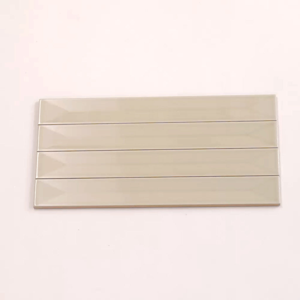 Horizonte 1.97 in. x 15.75 in. Glossy Alabaster Beige Ceramic Deco Subway Wall Tile (10.76 sq ft/case) - 50 Pack