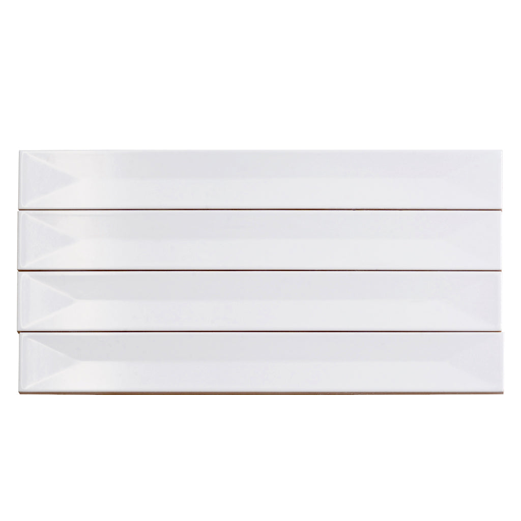 Horizonte 1.97 in. x 15.75 in. Glossy Snow White Ceramic Deco Subway Wall Tile (10.76 sq ft/case) - 50 Pack