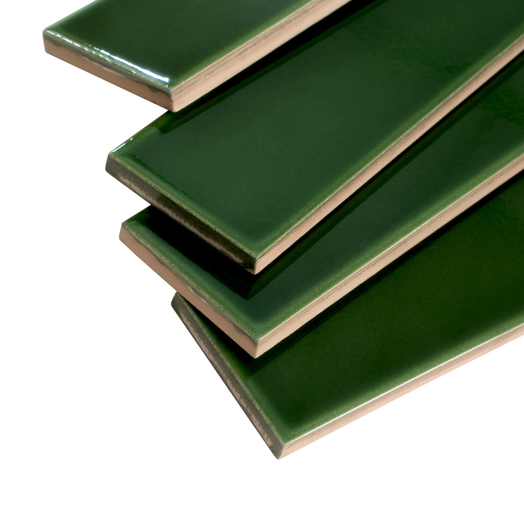 Forest Green 2x16 Glossy Ceramic Subway Tile (50 pack, 10.76 sq ft