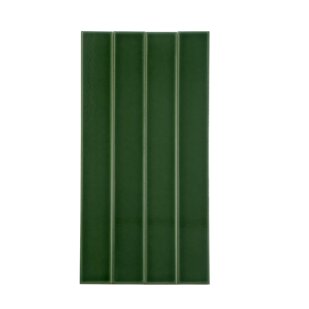 Horizonte 1.97 in. x 15.75 in. Glossy Forest Green Ceramic Subway Wall Tile (10.76 sq ft/case) - 50 Pack