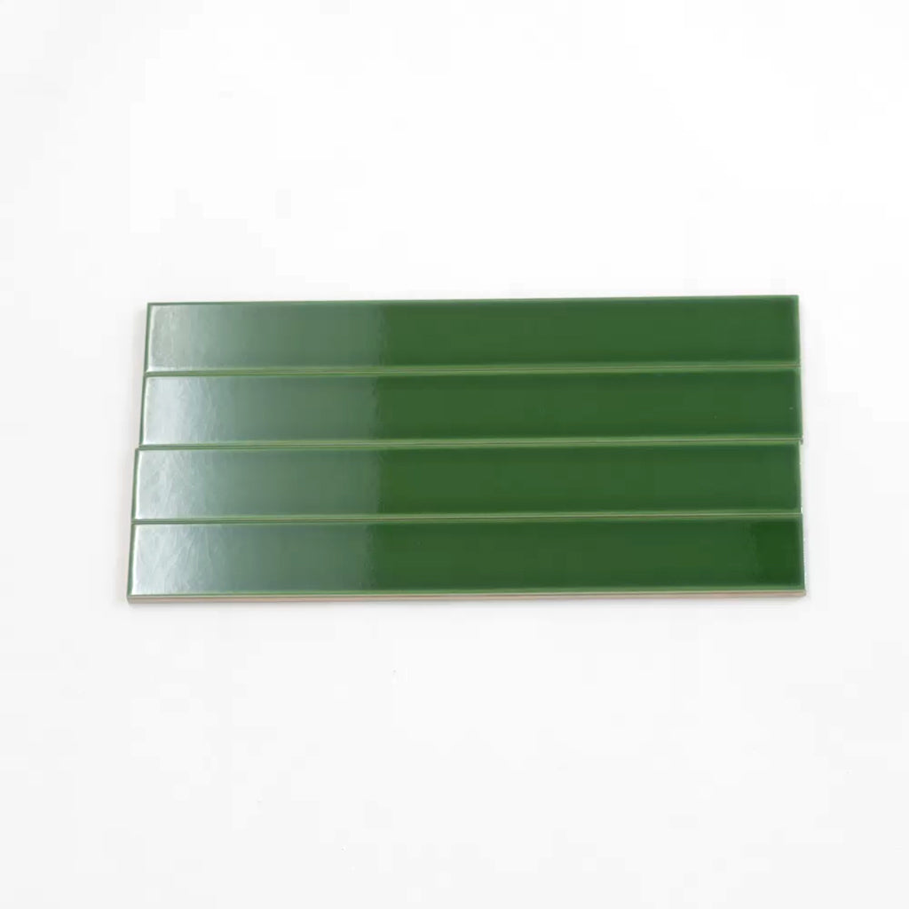 Horizonte 1.97 in. x 15.75 in. Glossy Forest Green Ceramic Subway Wall Tile (10.76 sq ft/case) - 50 Pack