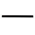Glossy jet black ceramic pencil tile trim measuring 0.5x8 inches with sleek rounded edges