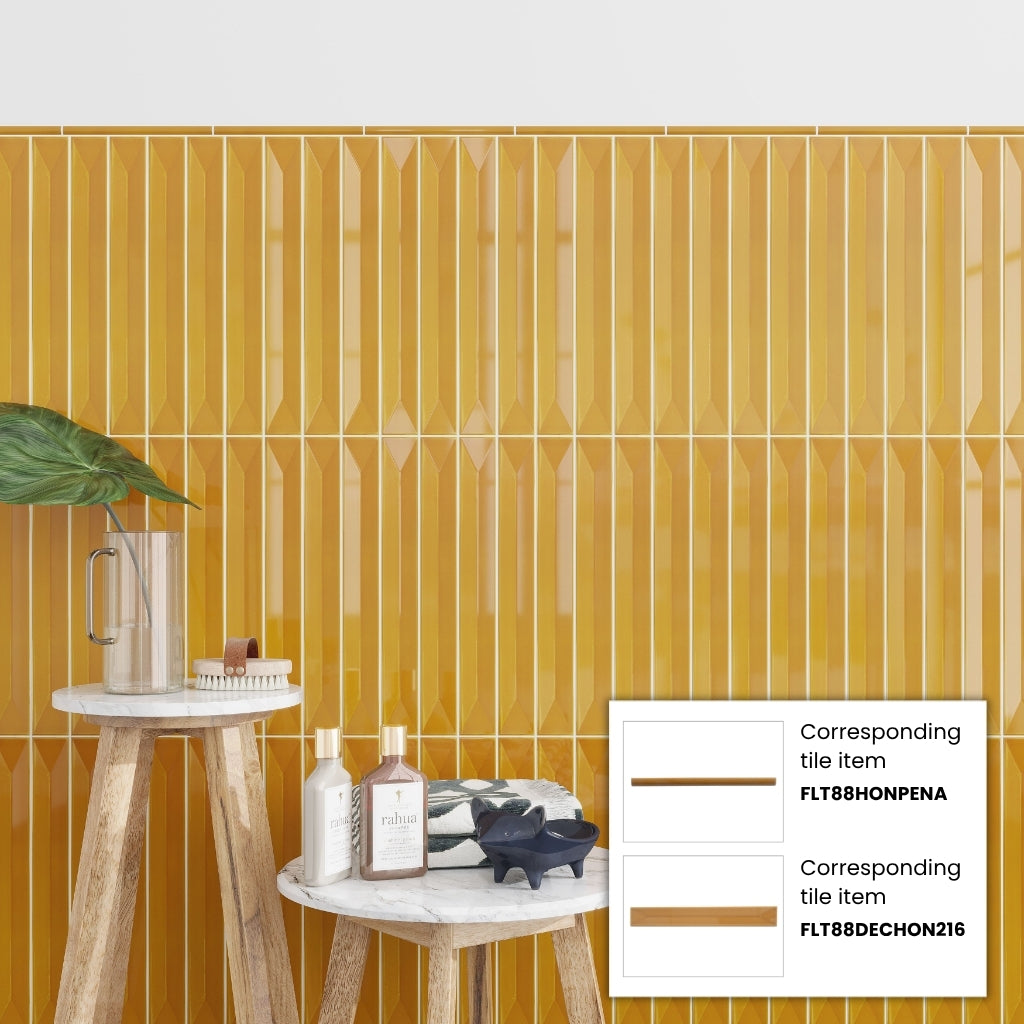 Honey 2x16 Glossy Ceramic Deco Subway Tile (50 pack,10.76 sq ft/case)