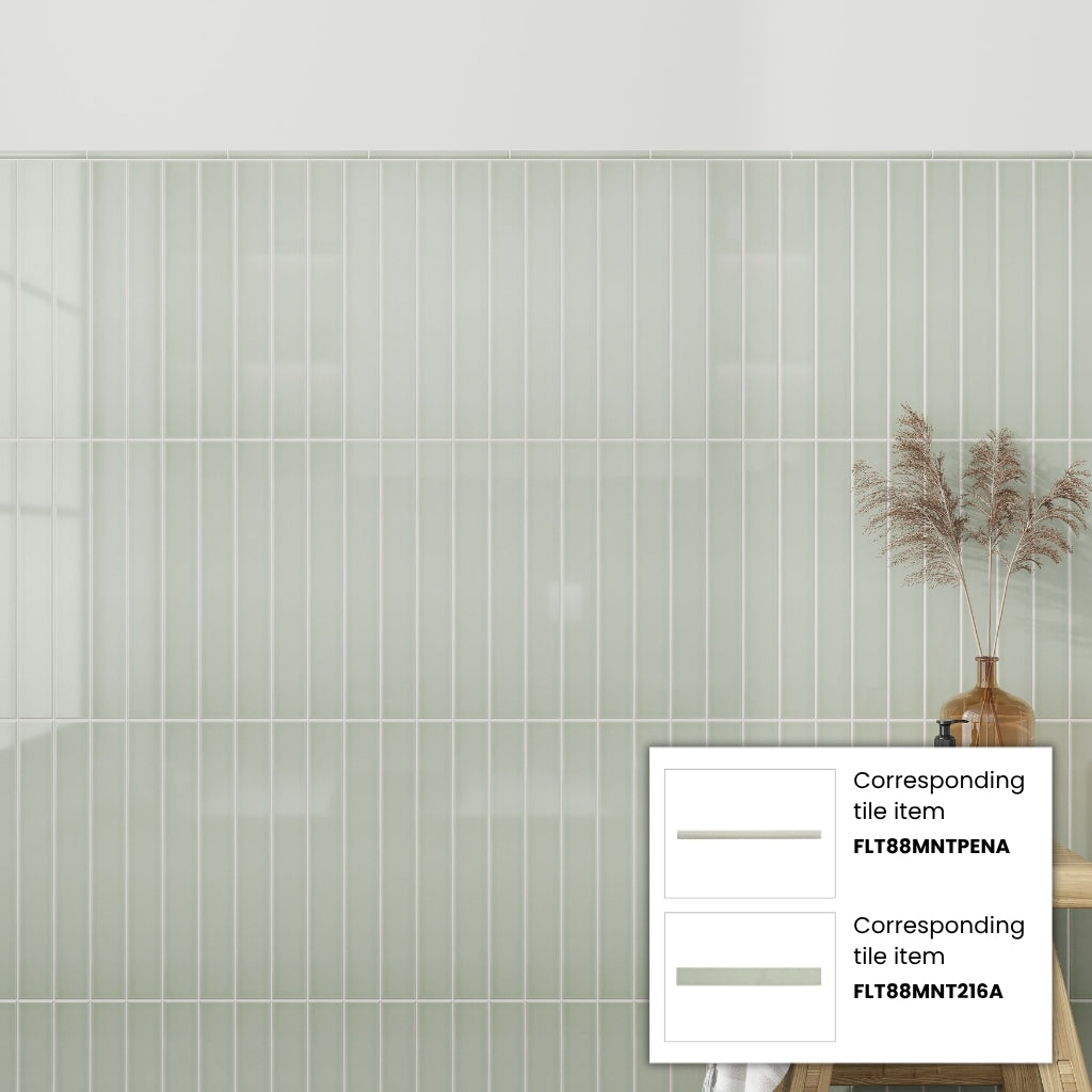 Soft Mint Green 2x16 Glossy Ceramic Subway Tile (50 pack, 10.76 sq ft/case)