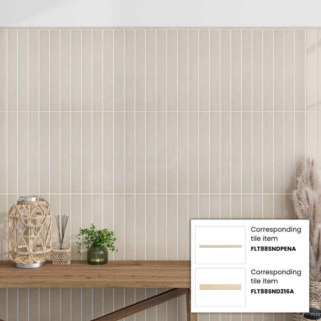 Alabaster Beige 2x16 Glossy Ceramic Subway Tile (50 pack, 10.76 sq ft/case)