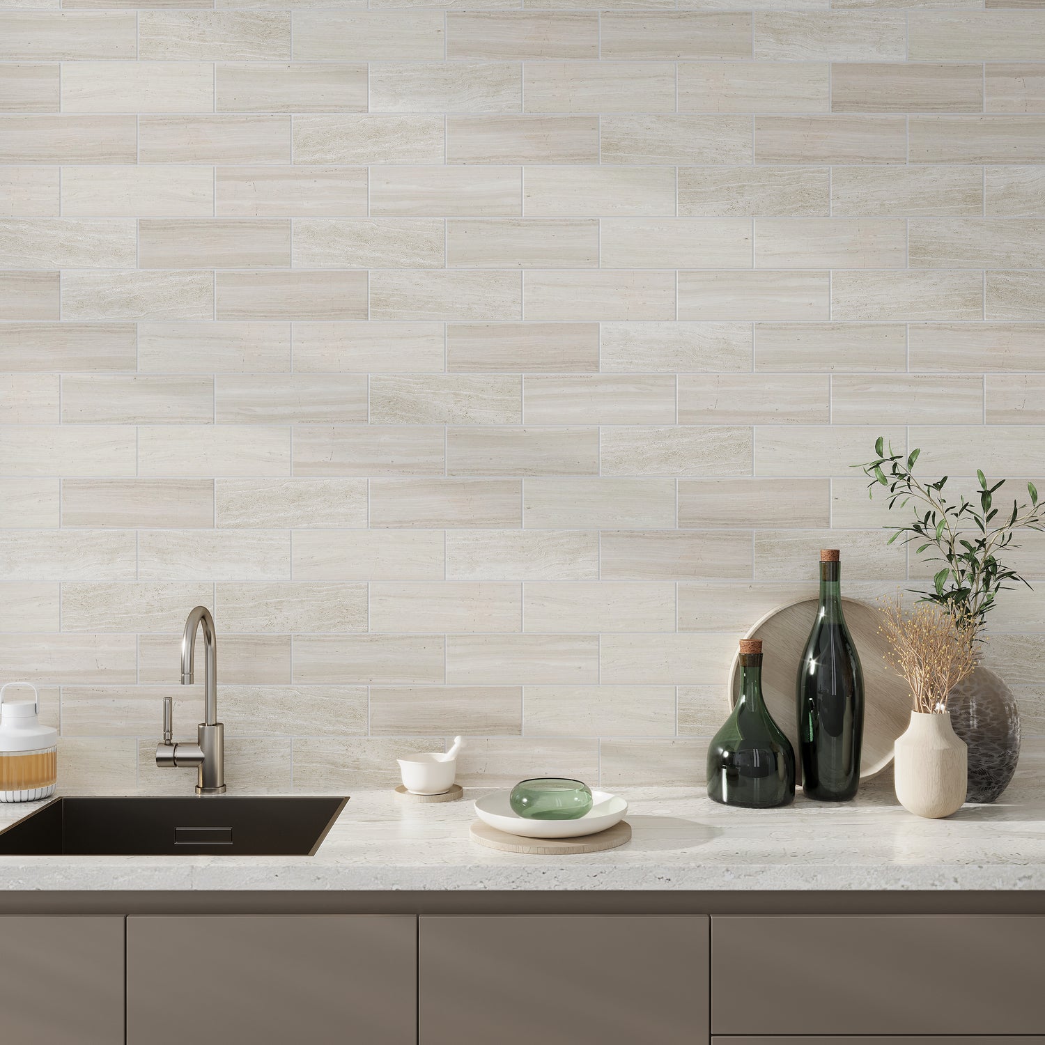 Wooden Beige 4x12 Honed Subway Crystal Sand Marble Tile (15 pack, 5 sq ft/case)