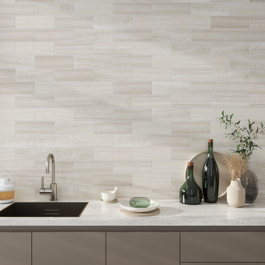 Wooden Beige 4x12 Honed Subway Crystal Sand Marble Tile (15 pack, 5 sq ft/case)