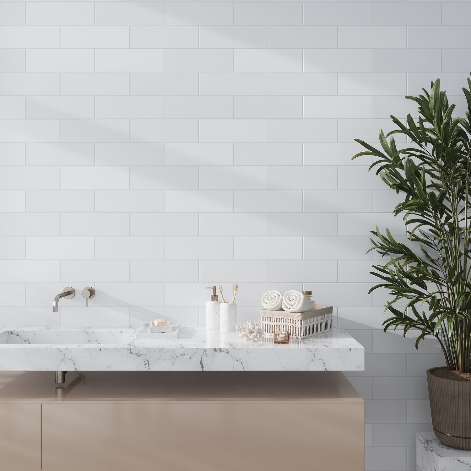 White 4x12 Honed Subway Thassos Marble Tile (15 pack, 5 sq ft/case)