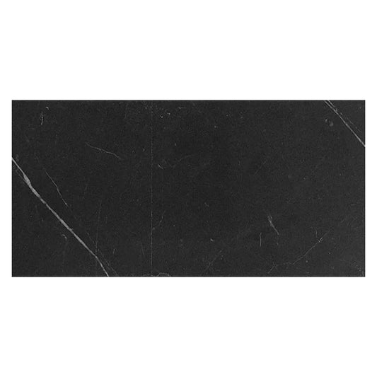 Nero Jet Black with White Vein 12x24 Honed Marble Large Format Tile (5 pack, 10 sq ft/case) - Sample