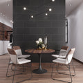 Eastern black 12x24 honed marble tile installed on interior wall surface