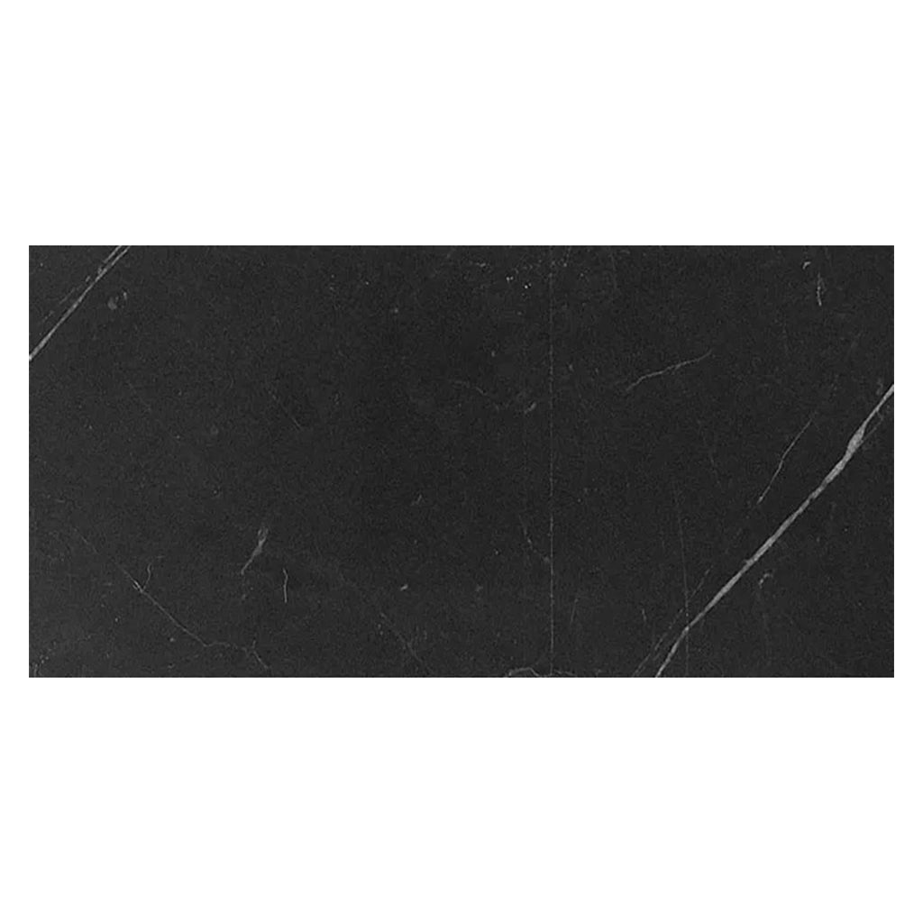 Grandis 12 in. x 24 in. Polished Nero Jet Black with White Veins Marble Large Format Wall and Floor Tile (10 sq ft/case) - 5 Pack