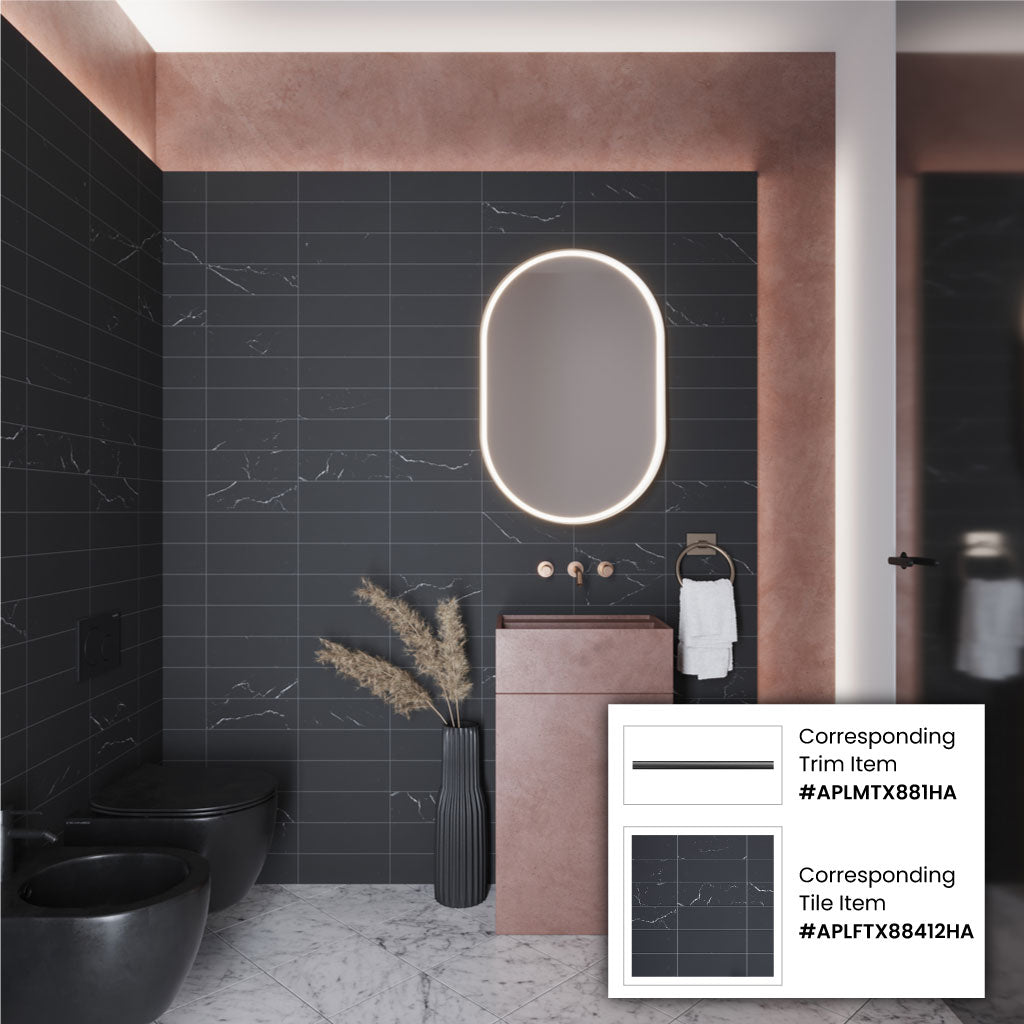 Black 4x12 Honed Subway Marble Tile (15 pack, 5 sq ft/case) - Sample
