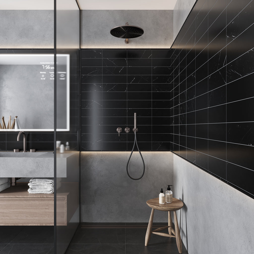 Black 4 in. x 12 in. Polished Marble Subway Floor and Wall Tile (5 Sq. ft./Case), image size:1024x1024