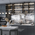 Matte silver-charcoal gray ceramic large format tile 16x48 for kitchen backsplash and wall