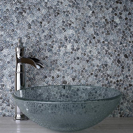 Gray 12x12 Glossy Multi-shaped Glass Mosaic Tile (5 pack, 4.83 sq ft/case) - Sample