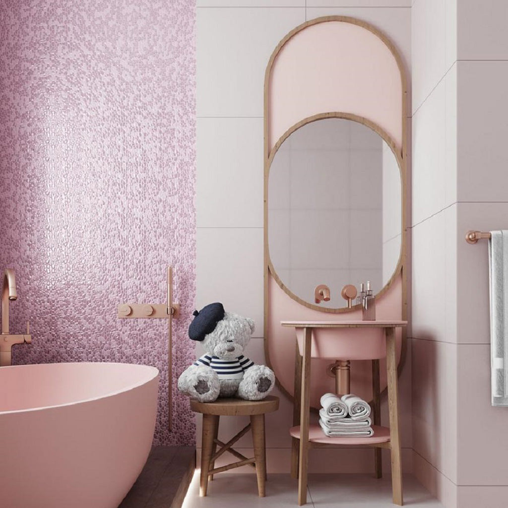 Orchid Pink 11x11 Glossy Matte Multi-shaped Glass Mosaic Tile (5 pack, 4.36 sq ft/case) - Sample
