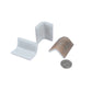 Taupe 2x2 matte recycled glass corner tiles with textured backs and smooth taupe finish