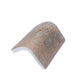 Taupe 2x2 matte recycled glass corner tile with curved edge and textured finish