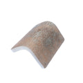 Taupe 2x2 matte recycled glass corner tile with curved edge and textured finish