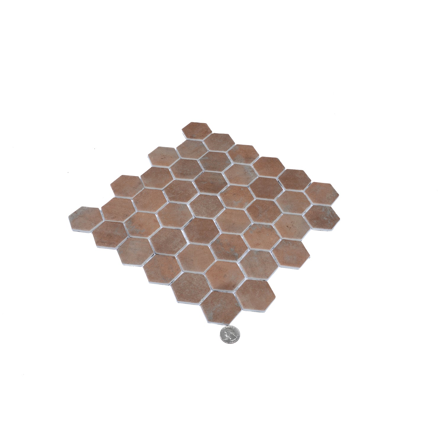 Taupe hexagon matte recycled glass mosaic tile sheet 12x12 inches 5.28 sq ft case