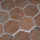 taupe matte recycled glass hexagon mosaic tile 12x12 with grout lines