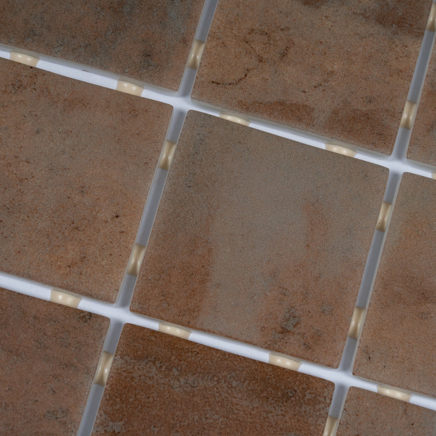 Taupe 12x12 matte recycled glass square mosaic tile with subtle textured finish