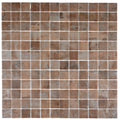 Taupe matte recycled glass square mosaic tile sheet with 12x12 inch dimensions and textured finish