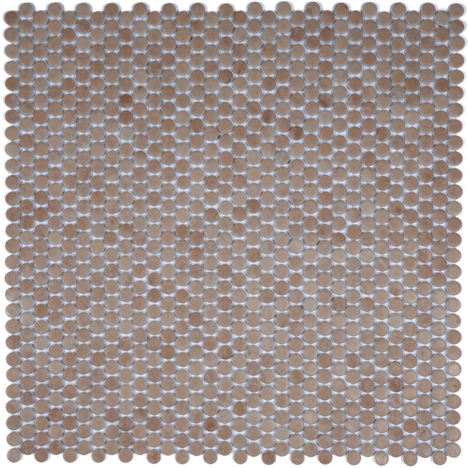 taupe matte recycled glass round mosaic tile sheet 12x12 inches 10.56 sq ft case