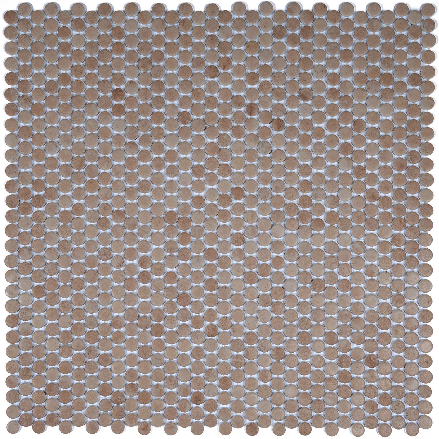 Sample - Taupe 12x12 Matte Recycled Glass Round Mosaic Tile (10.56 sq ft/case, 12-Pack)