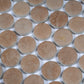 Taupe matte recycled glass round mosaic tiles 12x12 inch sheet with varied taupe shades