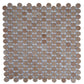 Taupe matte recycled glass round mosaic tile sheet with 12x12 inch size and variable taupe shades
