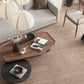 Taupe matte recycled glass round mosaic tiles in 12x12 layout with varied shades creating textured floor
