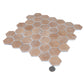 matte clay beige 12x12 hexagon recycled glass mosaic tile sheet with textured surface