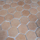 Clay beige matte recycled glass hexagon mosaic tile with 12x12 inch dimensions and grout lines