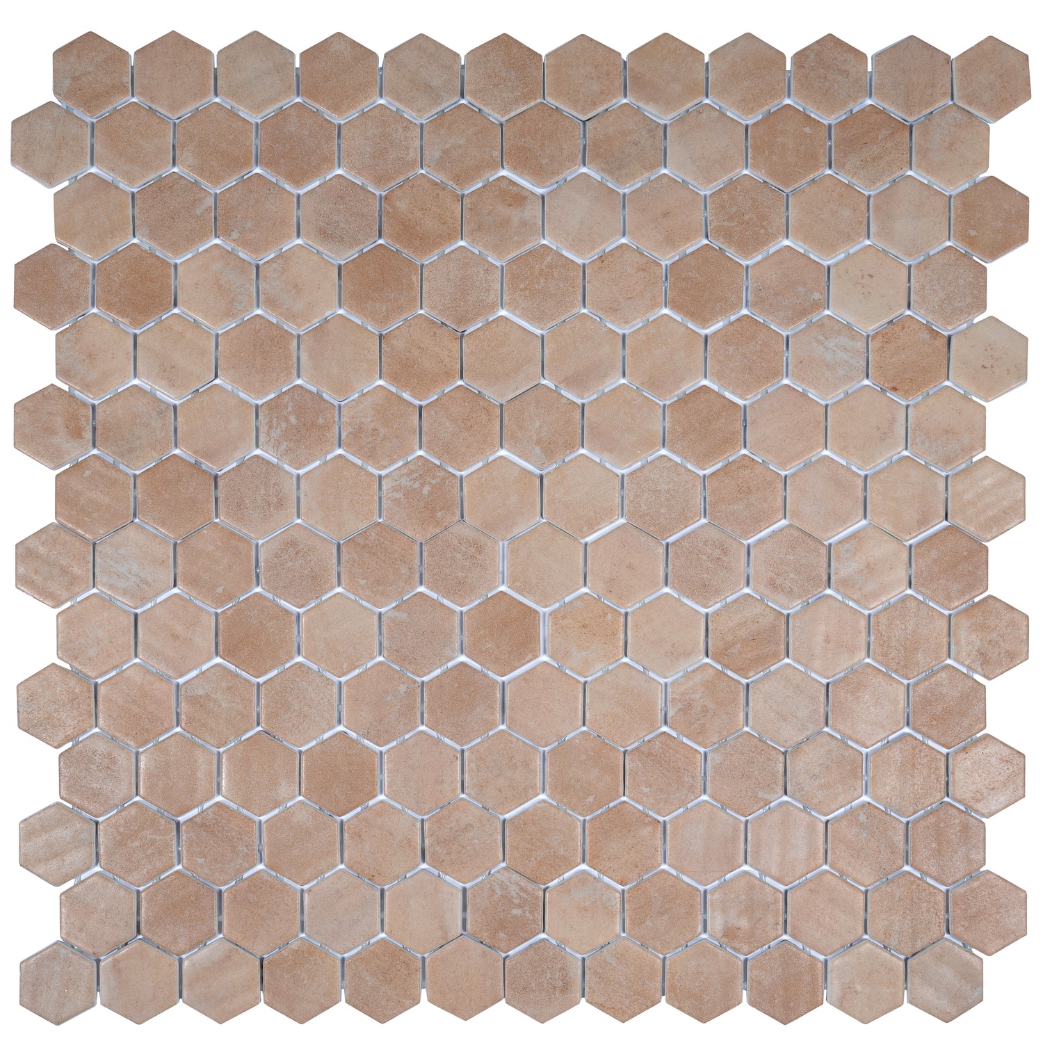 matte clay beige hexagon recycled glass mosaic tile 12x12 sheet