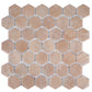 Hexagon mosaic tiles in clay beige matte recycled glass 12x12 sheet 5.28 sq ft case