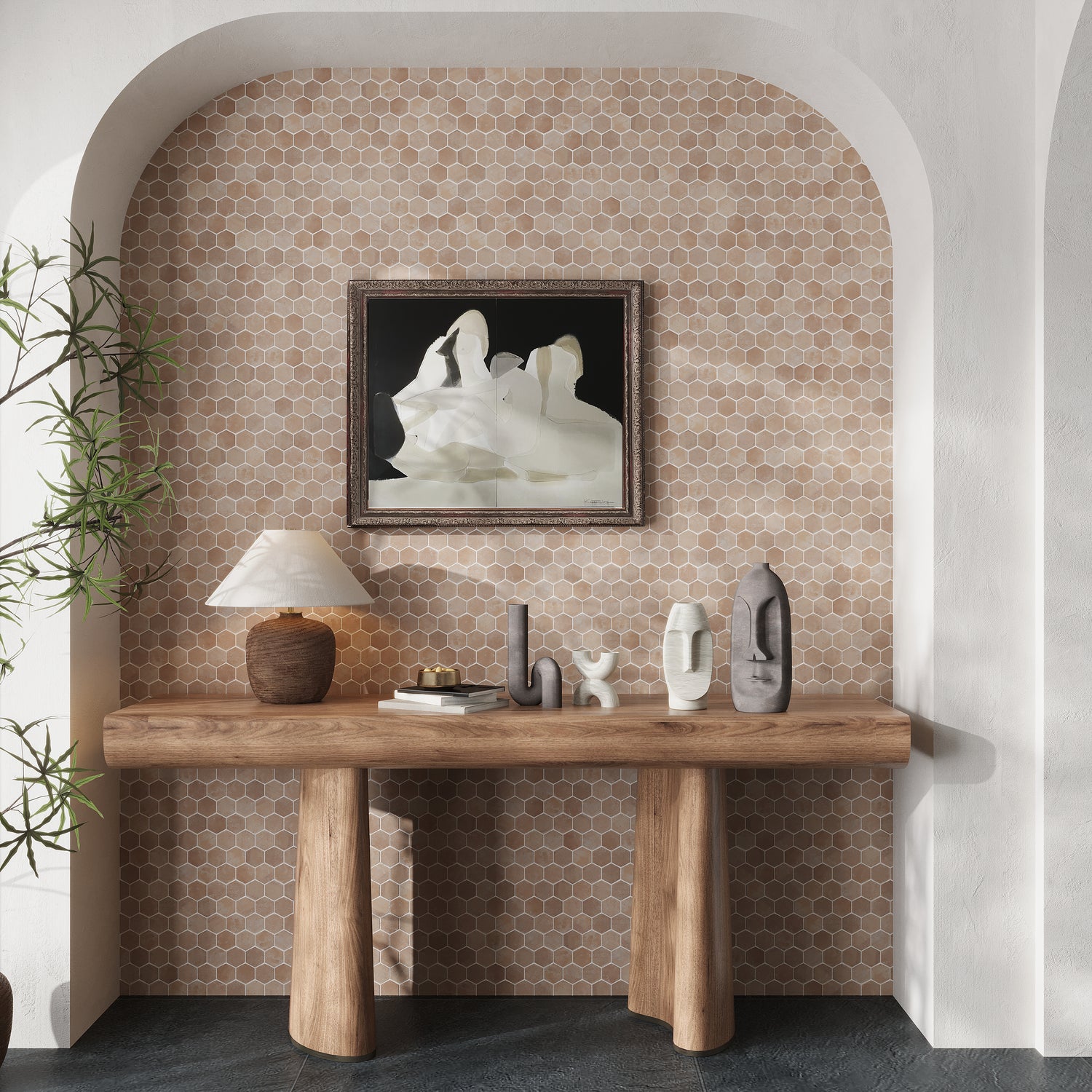 Clay Beige 12x12 Matte Recycled Glass Hexagon Mosaic Tile (5.28 sq ft/case, 6-Pack)