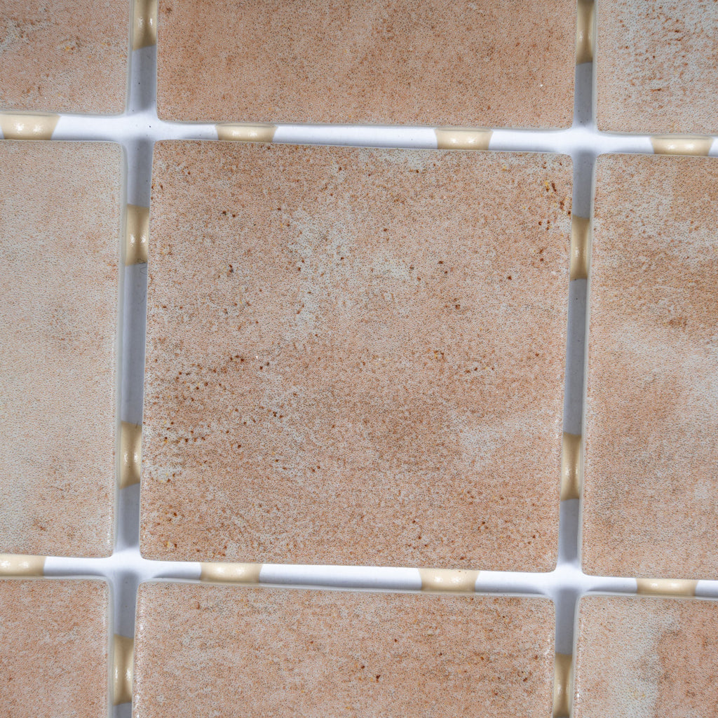 matte clay beige 12x12 recycled glass mosaic tile squares with textured surface