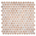 clay beige 12x12 matte recycled glass round mosaic tile sheet with 10.56 sq ft coverage