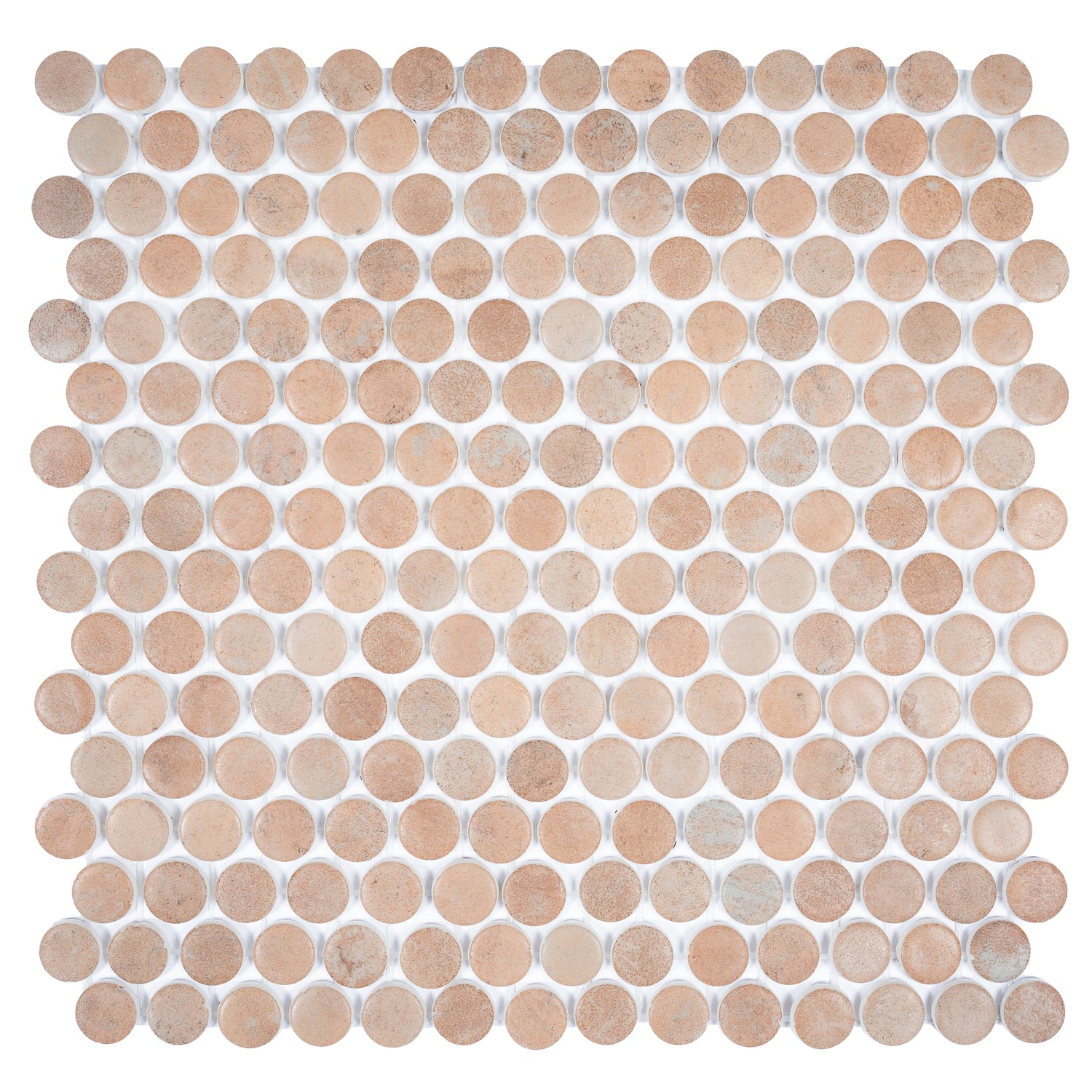 Sample - Clay Beige 12x12 Matte Recycled Glass Round Mosaic Tile (10.56 sq ft/case, 12-Pack)