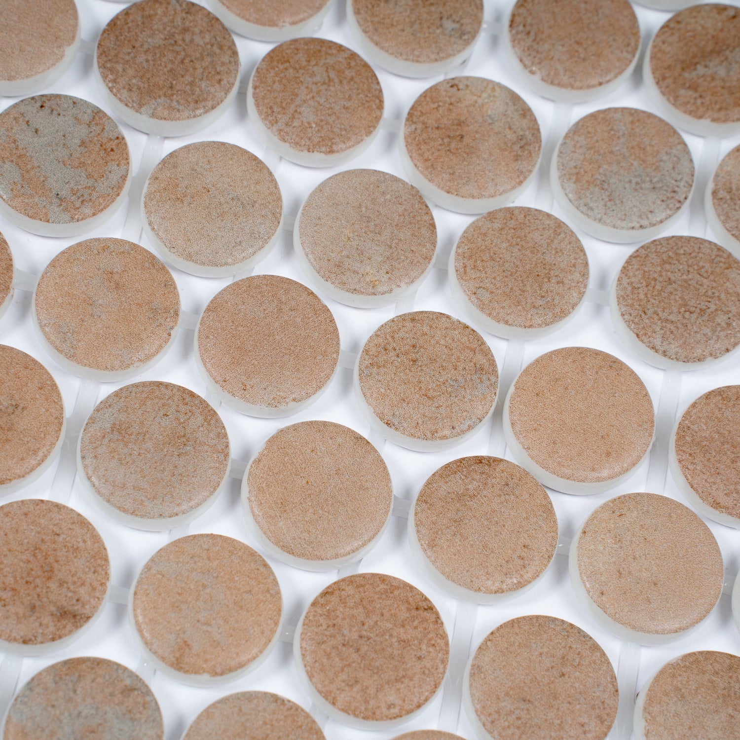Sample - Clay Beige 12x12 Matte Recycled Glass Round Mosaic Tile (10.56 sq ft/case, 12-Pack)