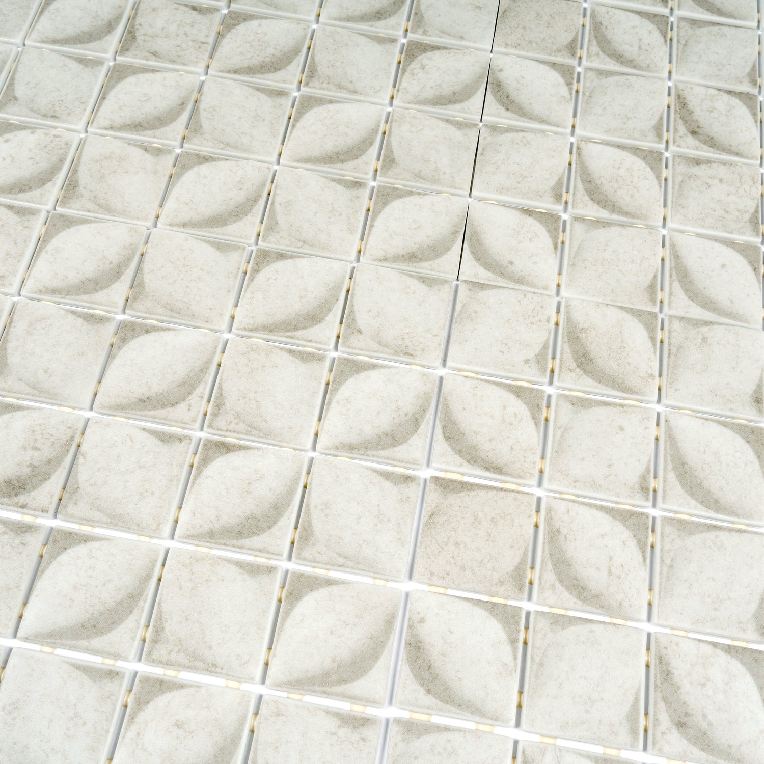 Sample - Beige 12x12 Matte Recycled Glass Square Mosaic Tile (10.6 sq ft/case, 10-Pack)