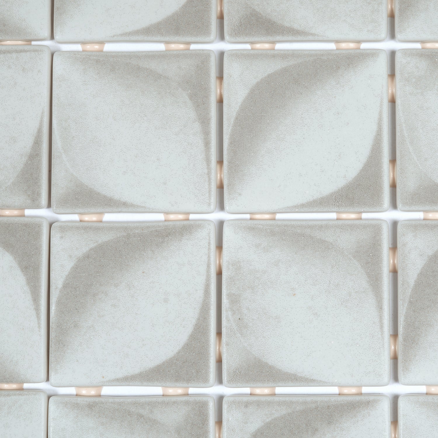 matte misty gray 12x12 recycled glass square mosaic tile with subtle leaf pattern