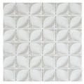 Misty gray 12x12 matte recycled glass square mosaic tile with leaf pattern, 10.6 sq ft case