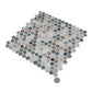 green beige 12x12 matte recycled glass round mosaic tile sheet with mixed earthy tones
