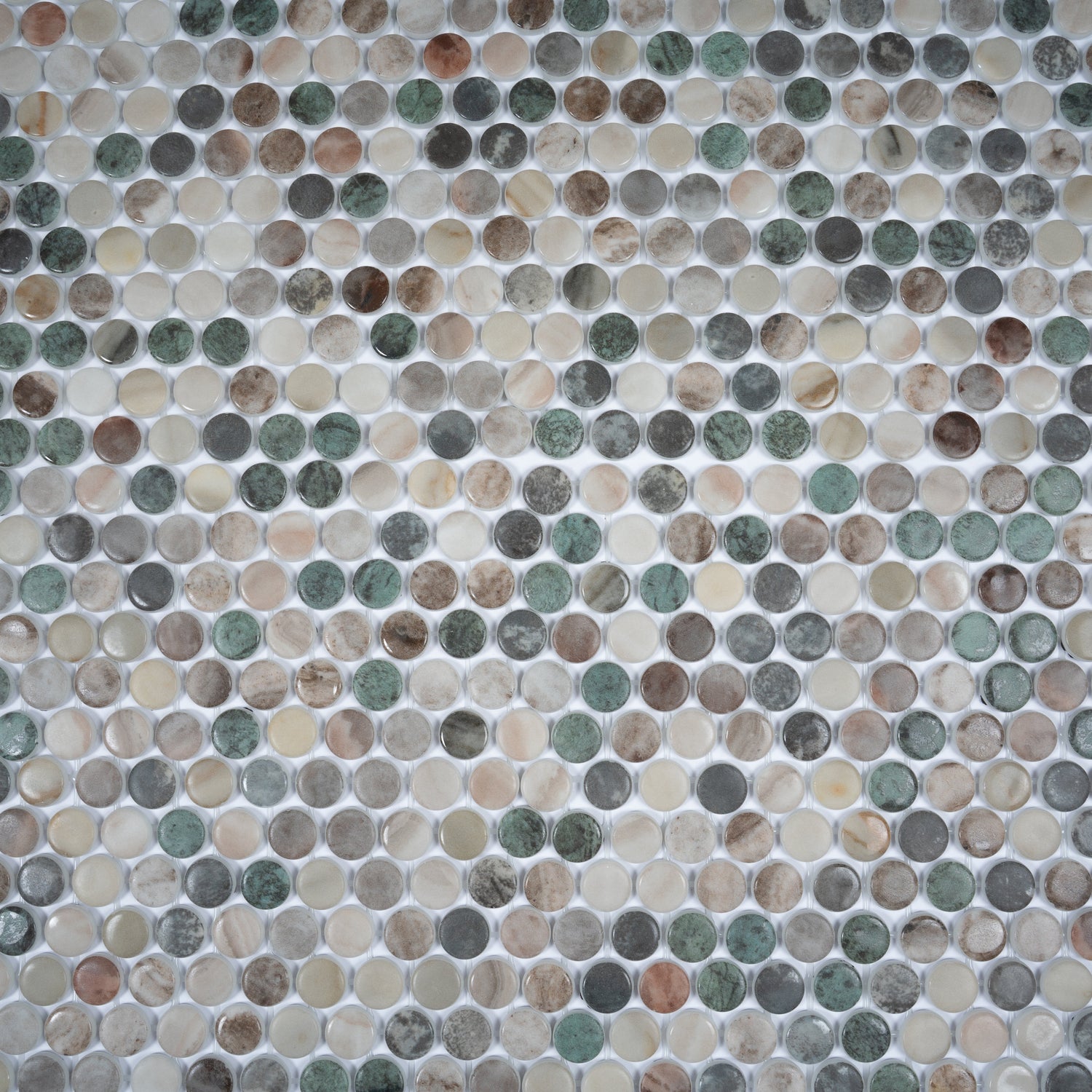 Sample - Green Beige 12x12 Matte Recycled Glass Round Mosaic Tile (10.56 sq ft/case, 12-Pack)